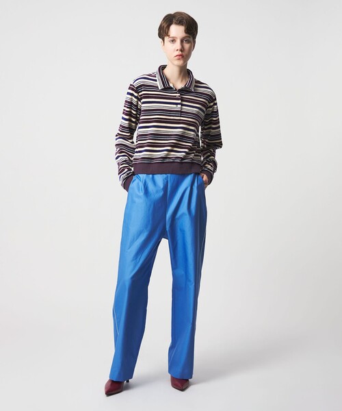 6(ROKU)＞ベロア ボーダー ポロシャツ（Tシャツ/カットソー）｜6（ロク