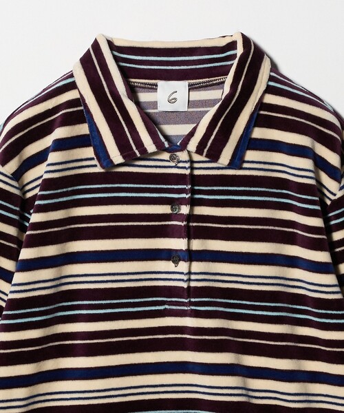 6(ROKU)＞ベロア ボーダー ポロシャツ（Tシャツ/カットソー）｜6（ロク