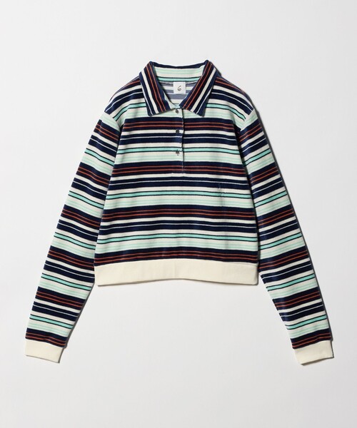 6(ROKU)＞ベロア ボーダー ポロシャツ（Tシャツ/カットソー）｜6（ロク