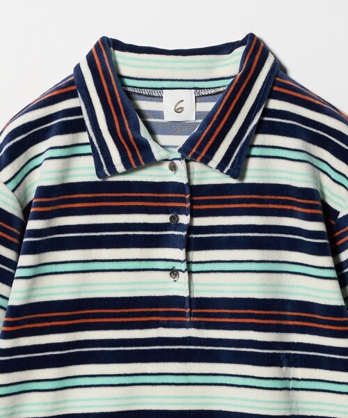 6(ROKU)＞ベロア ボーダー ポロシャツ（Tシャツ/カットソー）｜6（ロク