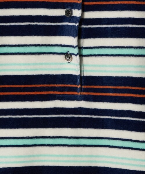 6(ROKU)＞ベロア ボーダー ポロシャツ（Tシャツ/カットソー）｜6（ロク