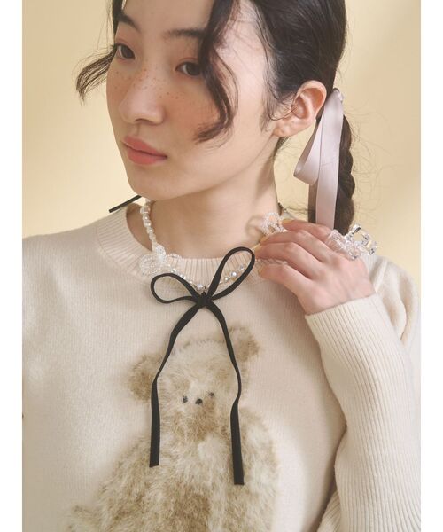 merry jenny（メリージェニー）の「ribbon pearl choker（チョーカー・レディース・ブラック・FREE）」の3枚目の写真