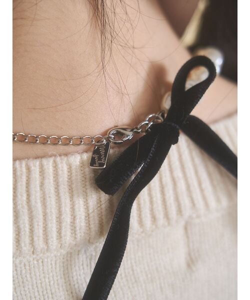 merry jenny（メリージェニー）の「ribbon pearl choker（チョーカー・レディース・ブラック・FREE）」の7枚目の写真