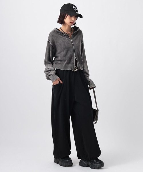 PAGEBOY(ページボーイ)の「ビンテージニットZIPパーカー2/フーディ 【ミドル・ロング丈の選べる2サイズ展開】(パーカー・レディース・グレー/チャコールグレー/ネイビー・SMALL/FREE)」の5枚目の写真