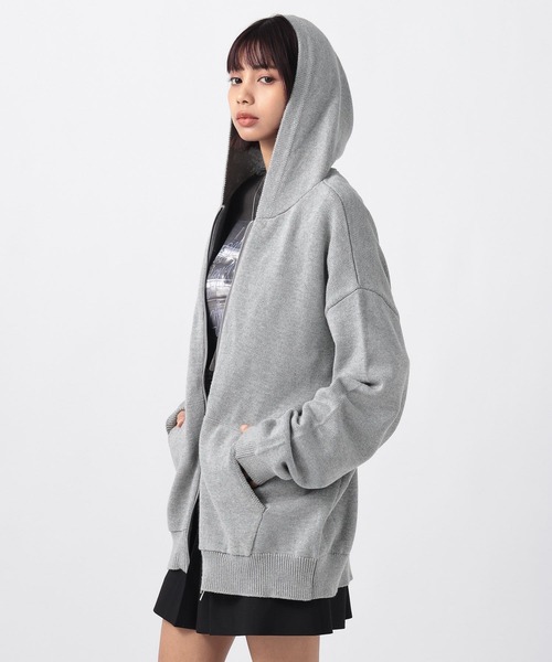 PAGEBOY(ページボーイ)の「ビンテージニットZIPパーカー2/フーディ 【ミドル・ロング丈の選べる2サイズ展開】(パーカー・レディース・グレー/チャコールグレー/ネイビー・SMALL/FREE)」の17枚目の写真