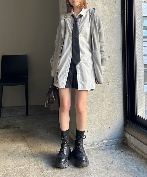 PAGEBOY（ページボーイ）の「ビンテージニットZIPパーカー2/フーディ 【ミドル・ロング丈の選べる2サイズ展開】（パーカー・レディース・グレー/チャコールグレー/ネイビー・SMALL/FREE）」の15枚目の写真