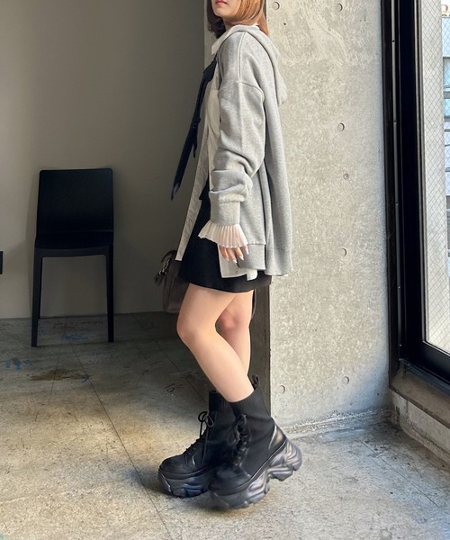 PAGEBOY（ページボーイ）の「ビンテージニットZIPパーカー2/フーディ 【ミドル・ロング丈の選べる2サイズ展開】（パーカー・レディース・グレー/チャコールグレー/ネイビー・SMALL/FREE）」の16枚目の写真