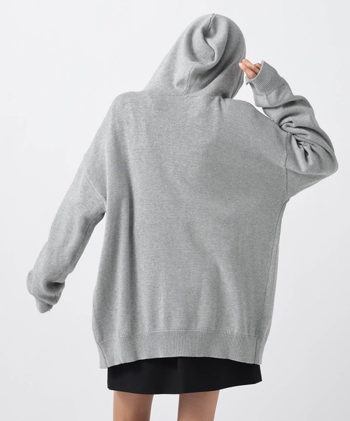 PAGEBOY(ページボーイ)の「ビンテージニットZIPパーカー2/フーディ 【ミドル・ロング丈の選べる2サイズ展開】(パーカー・レディース・グレー/チャコールグレー/ネイビー・SMALL/FREE)」の18枚目の写真