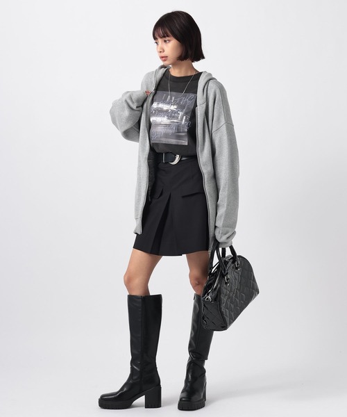 PAGEBOY(ページボーイ)の「ビンテージニットZIPパーカー2/フーディ 【ミドル・ロング丈の選べる2サイズ展開】(パーカー・レディース・グレー/チャコールグレー/ネイビー・SMALL/FREE)」の13枚目の写真