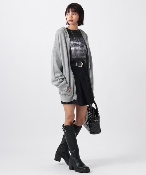 PAGEBOY(ページボーイ)の「ビンテージニットZIPパーカー2/フーディ 【ミドル・ロング丈の選べる2サイズ展開】(パーカー・レディース・グレー/チャコールグレー/ネイビー・SMALL/FREE)」の14枚目の写真