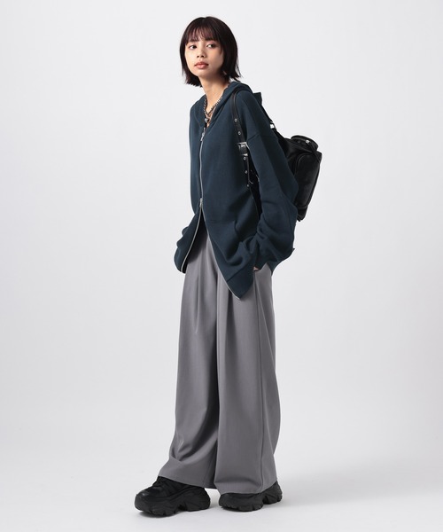 PAGEBOY(ページボーイ)の「ビンテージニットZIPパーカー2/フーディ 【ミドル・ロング丈の選べる2サイズ展開】(パーカー・レディース・グレー/チャコールグレー/ネイビー・SMALL/FREE)」の22枚目の写真