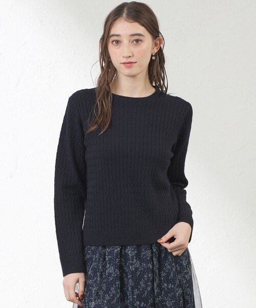 amaca(アマカ)の「ラメケーブルニット(ニット/セーター・レディース・ブルー系その他2/オフホワイト/ダークネイビー/ピンク系その他2・40/38)」の1枚目の写真