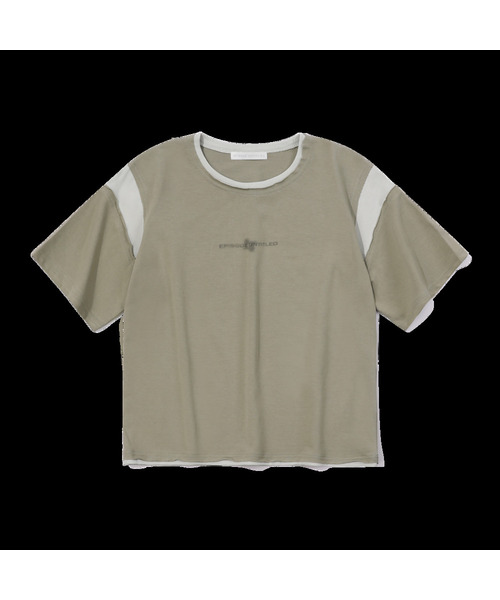 EPISODE UNTITLED(エピソードアンタイトルド)の「MATCH COLORS LOGO PRINT T-SHIRT_MINT KHAKI(Tシャツ/カットソー・レディース・その他・2/3)」の1枚目の写真