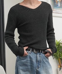 GLARE（グレア）の「【GLARE】二重臼 Vネックニット / Double-knit V-neck sweater（ニット/セーター）」