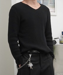 GLARE（グレア）の「【GLARE】二重臼 Vネックニット / Double-knit V-neck sweater（ニット/セーター）」