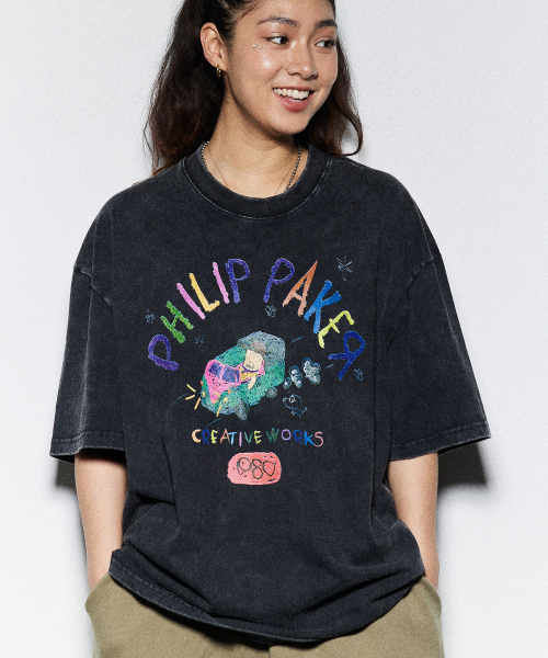 PHILIPPAKER（フィリップペイカー）の「ビエムシーミニバスクレヨン半袖Tシャツピグメントヴィンテージブラック（Tシャツ/カットソー・レディース・その他・MEDIUM/LARGE/X-LARGE）」の19枚目の写真