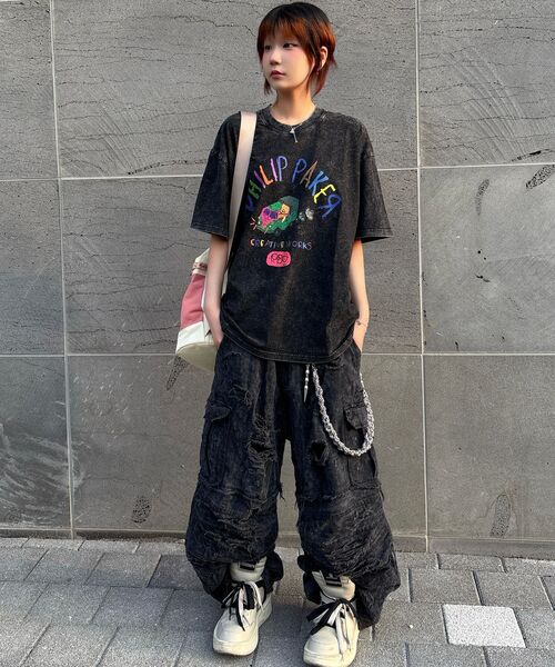 PHILIPPAKER（フィリップペイカー）の「ビエムシーミニバスクレヨン半袖Tシャツピグメントヴィンテージブラック（Tシャツ/カットソー・レディース・その他・MEDIUM/LARGE/X-LARGE）」の9枚目の写真