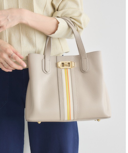 KATHARINE ROSS（キャサリンロス）の「【KATHARINE ROSS】【MILLELA FIRENZE】2WAYセンターラインスクエアトートバック（ハンドバッグ・レディース・ブラック/ライトベージュ・MEDIUM）」の2枚目の写真