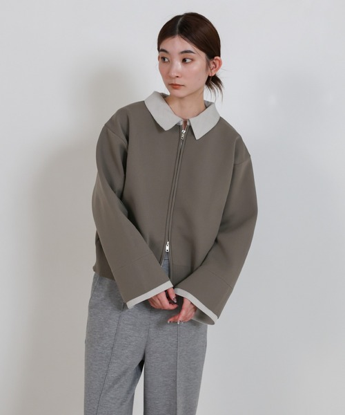 select MOCA(セレクトモカ)の「シャツカラードッキングダブルジップカーディガン(カーディガン/ボレロ・レディース・ライトグレー/ブラック・FREE)」の19枚目の写真