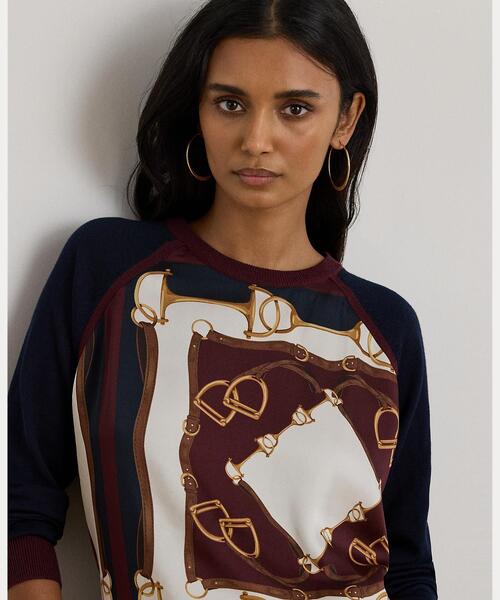 LAUREN RALPH LAUREN(ローレン ラルフ ローレン)の「エクエステリアンプリント コットンブレンド セーター(ニット/セーター・レディース・ネイビー系1・XS/S/M/L)」の4枚目の写真