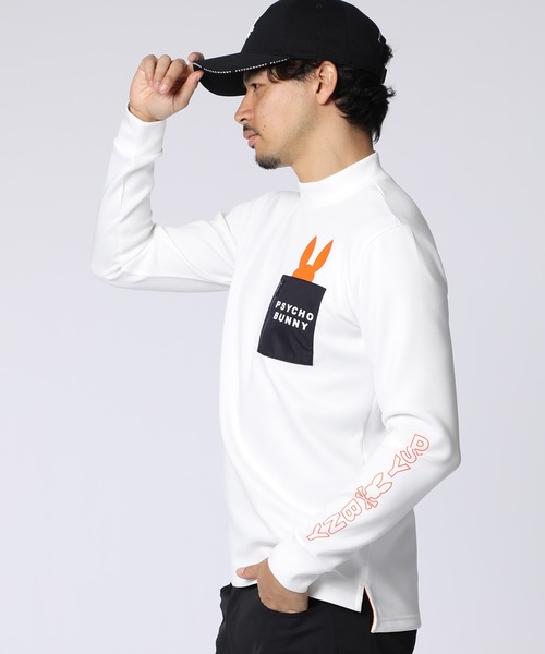 Psycho Bunny（サイコバニー）の「[GOLF]アームロゴ ポケットバニーモックネックTシャツ（Tシャツ/カットソー・メンズ・ライトグレー/ホワイト/ブラック・MEDIUM/X-LARGE/LARGE）」の4枚目の写真
