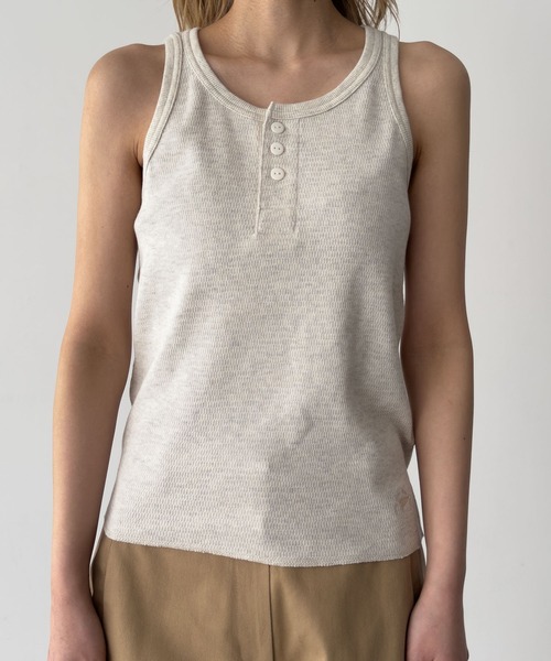 CANAL JEAN(キャナルジーン)の「FAITH MILLS CORP サーマルタンク(タンクトップ・レディース・チャコールグレー/オートミール/サックスブルー・ONE SIZE)」の12枚目の写真