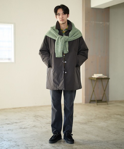 BAYFLOW（ベイフロー）の「ＮＹオーバーコート（ステンカラーコート・メンズ・ブラック/ブラウン・LARGE/MEDIUM）」の3枚目の写真