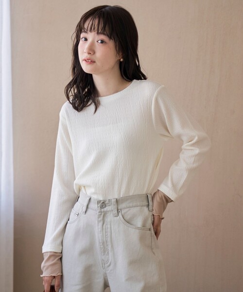 coen(コーエン)の「ポコポコフェイクレイヤードカットソー(Tシャツ/カットソー・レディース・ブラック/クリーム/オフホワイト・M/L)」の6枚目の写真