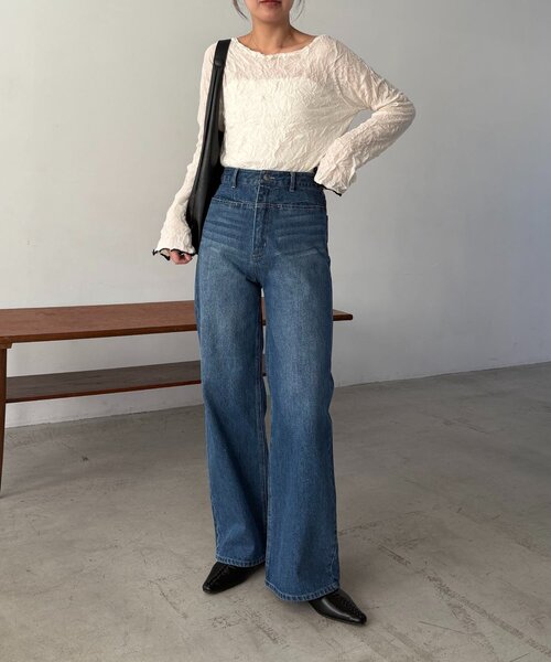 CAPRICIEUX LE'MAGE（カプリシューレマージュ）の「【低身長サイズあり/セットアップ対応】スリットポケットストレートデニム（デニムパンツ・レディース・ブルー系その他/ブルー・PS/38/36）」の5枚目の写真