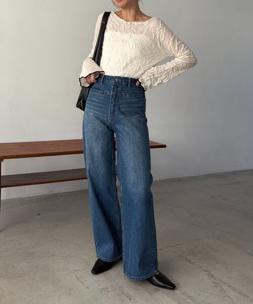 CAPRICIEUX LE'MAGE（カプリシューレマージュ）の「【低身長サイズあり/セットアップ対応】スリットポケットストレートデニム（デニムパンツ・レディース・ブルー系その他/ブルー・PS/38/36）」の11枚目の写真