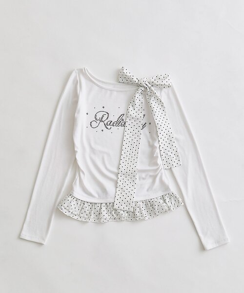 OLIVE des OLIVE（オリーブデオリーブ）の「肩リボンTシャツ（Tシャツ/カットソー・レディース・ブラック/オフホワイト/トップグレー・FREE）」の17枚目の写真