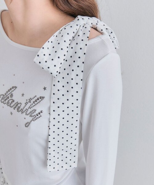 OLIVE des OLIVE（オリーブデオリーブ）の「肩リボンTシャツ（Tシャツ/カットソー・レディース・ブラック/オフホワイト/トップグレー・FREE）」の20枚目の写真