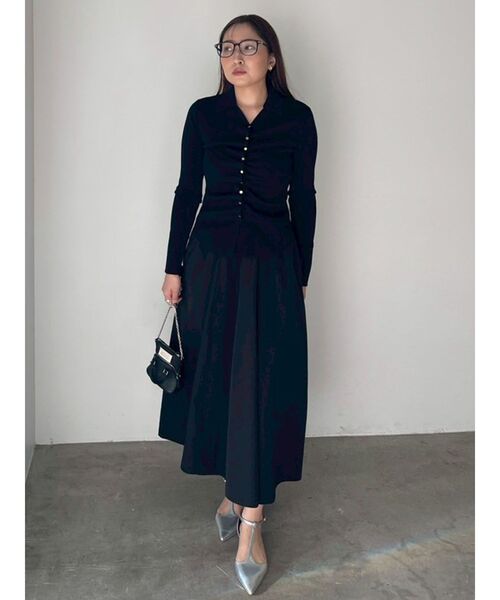 LAGUNAMOON（ラグナムーン）の「ギャザーデザインニット×スカートセットアップ（ワンピース・レディース・ブラック/ミント・MEDIUM/SMALL）」の11枚目の写真