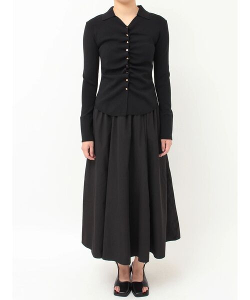 LAGUNAMOON（ラグナムーン）の「ギャザーデザインニット×スカートセットアップ（ワンピース・レディース・ブラック/ミント・MEDIUM/SMALL）」の9枚目の写真