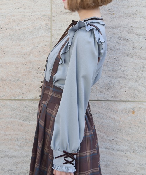 axes femme(アクシーズファム)の「レースアップカフスBL(シャツ/ブラウス・レディース・ブラック/ブルーグレー/キナリ・MEDIUM)」の5枚目の写真