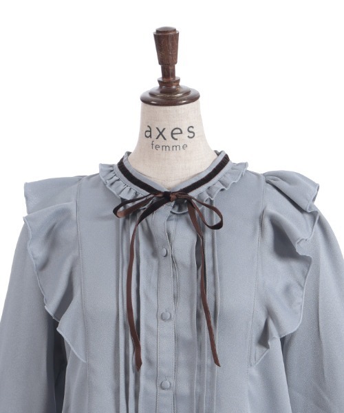 axes femme(アクシーズファム)の「レースアップカフスBL(シャツ/ブラウス・レディース・ブラック/ブルーグレー/キナリ・MEDIUM)」の14枚目の写真