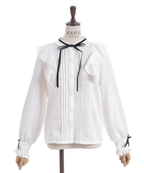 axes femme(アクシーズファム)の「レースアップカフスBL(シャツ/ブラウス・レディース・ブラック/ブルーグレー/キナリ・MEDIUM)」の20枚目の写真