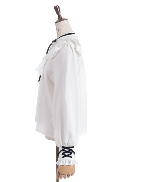 axes femme(アクシーズファム)の「レースアップカフスBL(シャツ/ブラウス・レディース・ブラック/ブルーグレー/キナリ・MEDIUM)」の21枚目の写真
