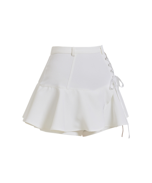 J.JANE(ジェイジェーン)の「レースアップフラワーキュロットパンツ (ホワイト)(スカート・レディース・その他・XS/S/M)」の3枚目の写真