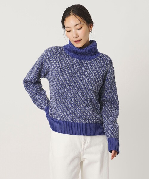 A DAY IN THE LIFE UNITED ARROWS(アデイインザライフユナイテッドアローズ)の「ラメ バイアスジャガード オフタートルニット コバルト <A DAY IN THE LIFE>(ニット/セーター・レディース・コバルトブルー・FREE)」の1枚目の写真