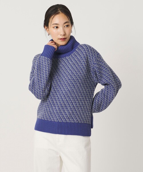 A DAY IN THE LIFE UNITED ARROWS(アデイインザライフユナイテッドアローズ)の「ラメ バイアスジャガード オフタートルニット コバルト <A DAY IN THE LIFE>(ニット/セーター・レディース・コバルトブルー・FREE)」の2枚目の写真