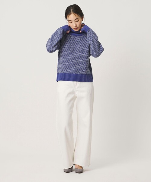 A DAY IN THE LIFE UNITED ARROWS(アデイインザライフユナイテッドアローズ)の「ラメ バイアスジャガード オフタートルニット コバルト <A DAY IN THE LIFE>(ニット/セーター・レディース・コバルトブルー・FREE)」の3枚目の写真