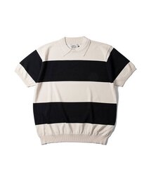 AMFEAST（アンフィースト）の「Striped Round Collar Knitwear Black（ポロシャツ）」