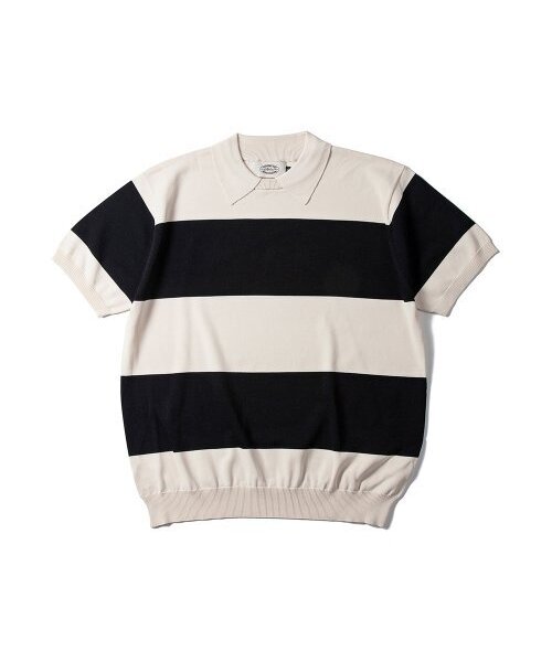 Striped Round Collar Knit Black