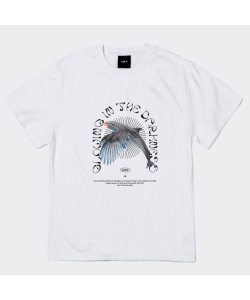 AOX(エーオーエックス)の「Glowing Birphin Short Sleeve T-shirts (White)(Tシャツ/カットソー・メンズ・ホワイト・S/M/XL)」の4枚目の写真