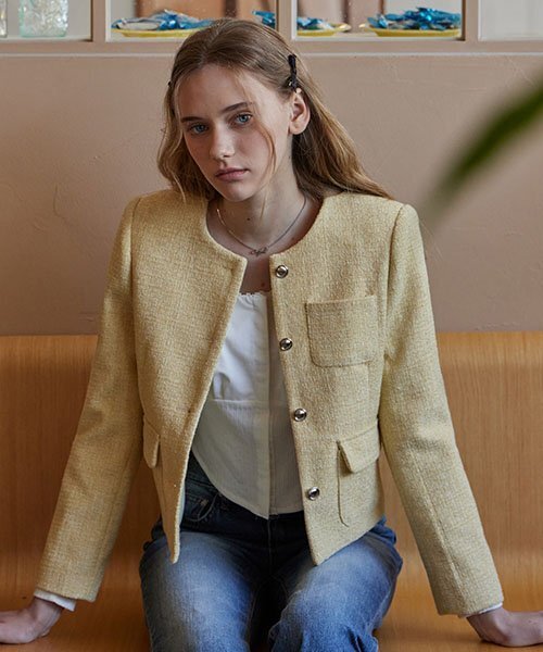 SAINT NO COLLAR TWEED JACKET