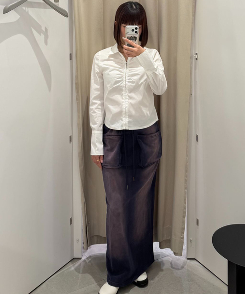 Oriens JOURNAL STANDARD(オリエンス ジャーナルスタンダード)の「ブリーチドスウェットスカート(スカート・レディース・レッド/ネイビー・FREE)」の6枚目の写真