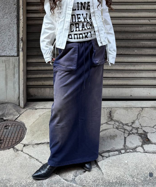 Oriens JOURNAL STANDARD(オリエンス ジャーナルスタンダード)の「ブリーチドスウェットスカート(スカート・レディース・レッド/ネイビー・FREE)」の12枚目の写真