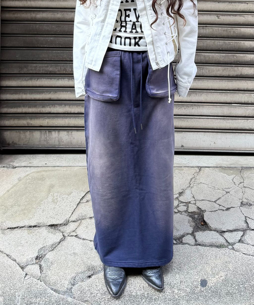 Oriens JOURNAL STANDARD(オリエンス ジャーナルスタンダード)の「ブリーチドスウェットスカート(スカート・レディース・レッド/ネイビー・FREE)」の16枚目の写真