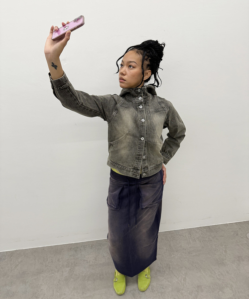 Oriens JOURNAL STANDARD(オリエンス ジャーナルスタンダード)の「ブリーチドスウェットスカート(スカート・レディース・レッド/ネイビー・FREE)」の18枚目の写真